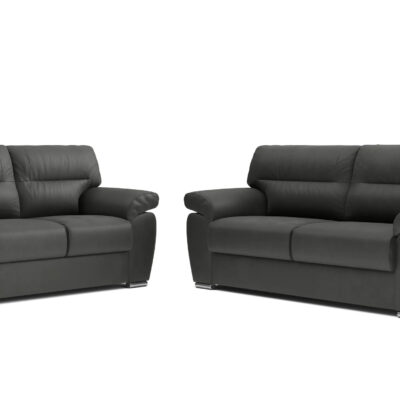 3 + 2 Zitsbank HIGHBACK Leder Grijs/Antraciet