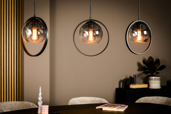 Hanglamp, 3-lichts, H340 smoke glas