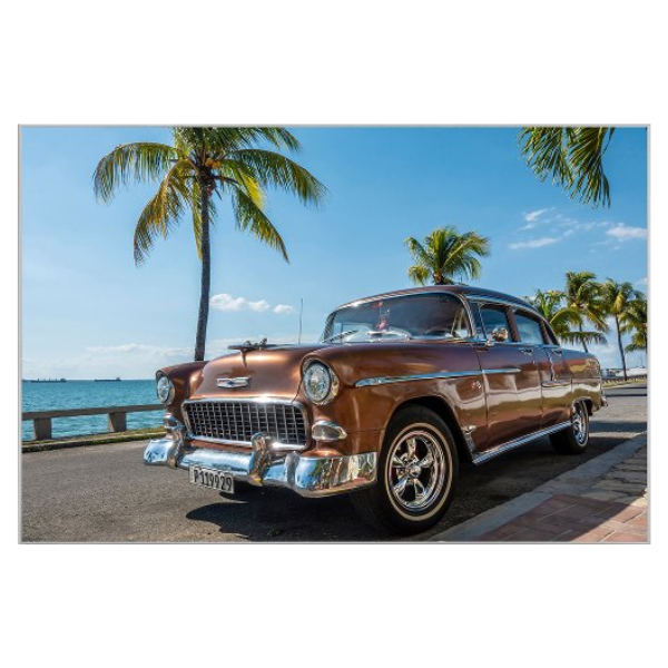Oude auto vintage in cuba met palmbomen