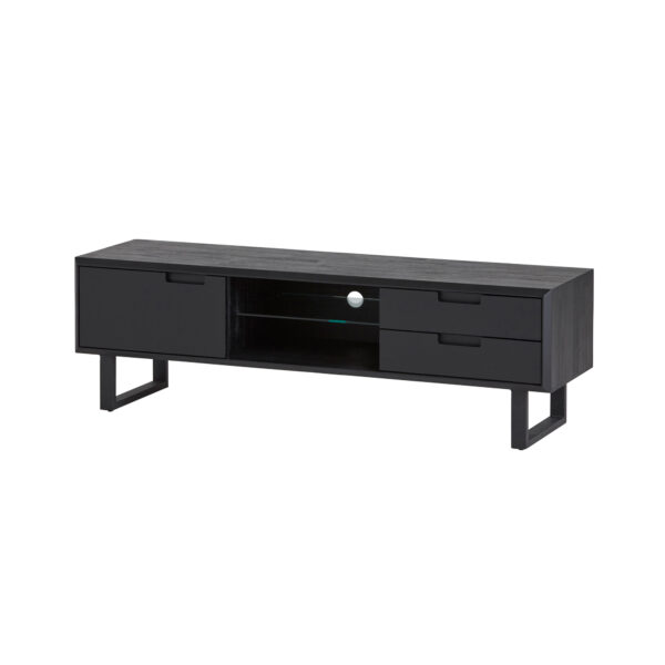 TV dressoir 165 met 1 deur, 2 lades en 2 open vakken met glasplaat - Afbeelding 3